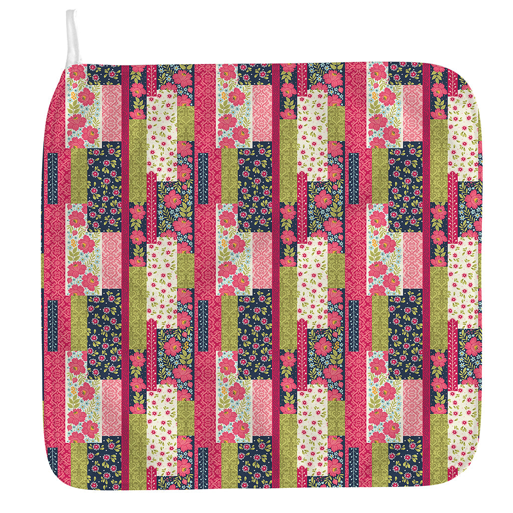 Pink Flower Patchwork Pattern Print Hand Towel