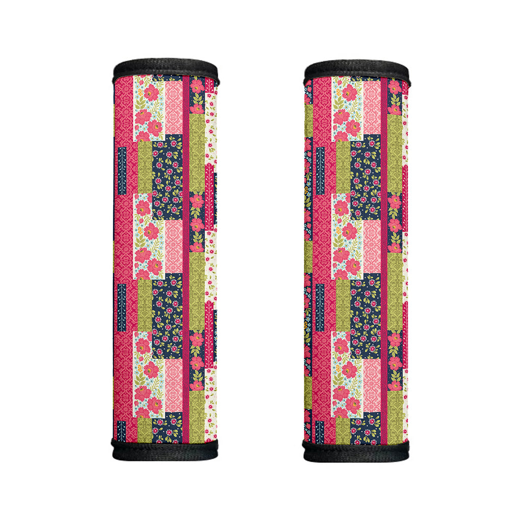 Pink Flower Patchwork Pattern Print Handle Covers
