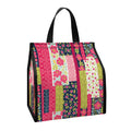 Pink Flower Patchwork Pattern Print Insulated Lunch Tote
