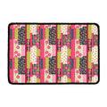 Pink Flower Patchwork Pattern Print Kitchen Mat