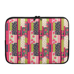 Pink Flower Patchwork Pattern Print Laptop Sleeve