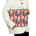 Pink Flower Patchwork Pattern Print Laptop Sleeve