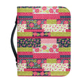 Pink Flower Patchwork Pattern Print Leather Bible Cover