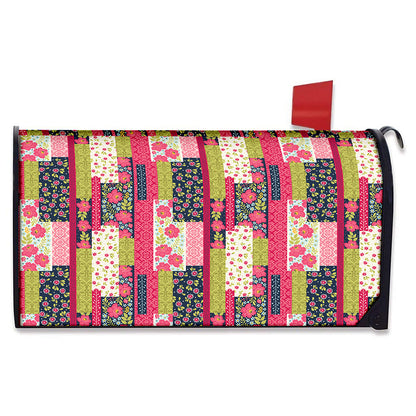 Pink Flower Patchwork Pattern Print Mailbox Cover