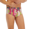 Pink Flower Patchwork Pattern Print Men's Briefs