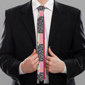 Pink Flower Patchwork Pattern Print Necktie