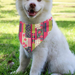 Pink Flower Patchwork Pattern Print Over The Collar Dog Bandana