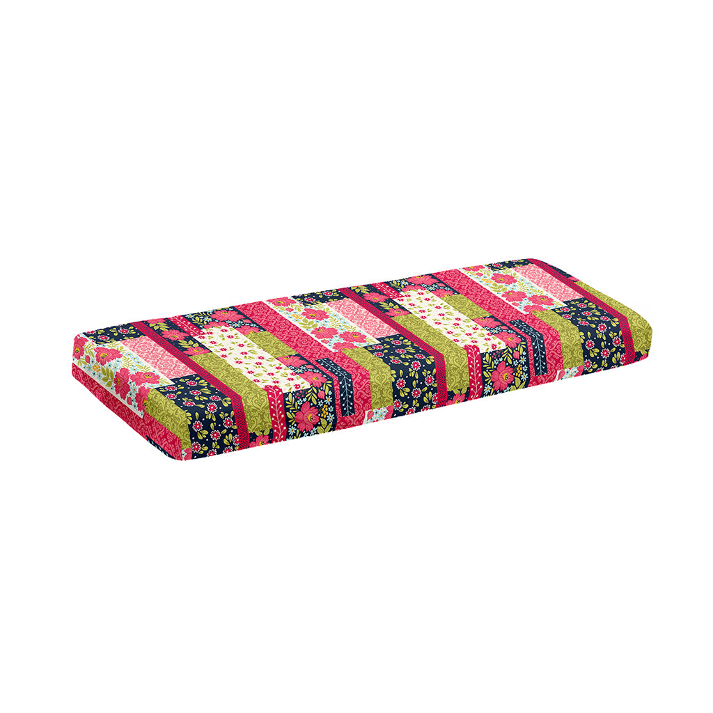 Pink Flower Patchwork Pattern Print Piano Keyboard Cover