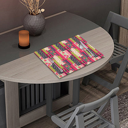 Pink Flower Patchwork Pattern Print Placemat