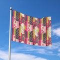 Pink Flower Patchwork Pattern Print Polyester Flag