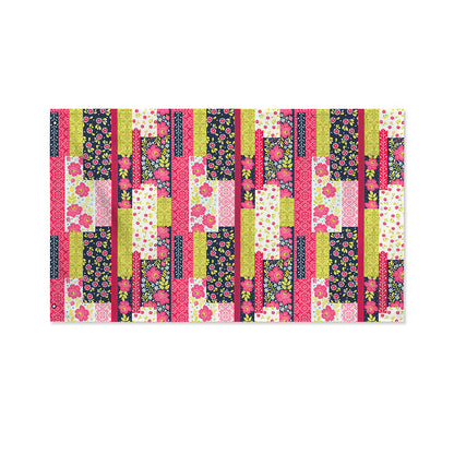 Pink Flower Patchwork Pattern Print Polyester Flag