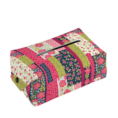 Pink Flower Patchwork Pattern Print Rectangle Tissue Box Cover