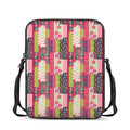 Pink Flower Patchwork Pattern Print Rectangular Crossbody Bag