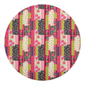 Pink Flower Patchwork Pattern Print Round Blanket