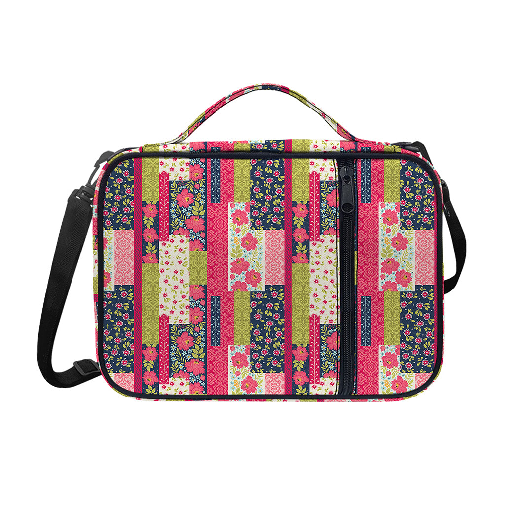 Pink Flower Patchwork Pattern Print Shoulder Strap Bible Bag
