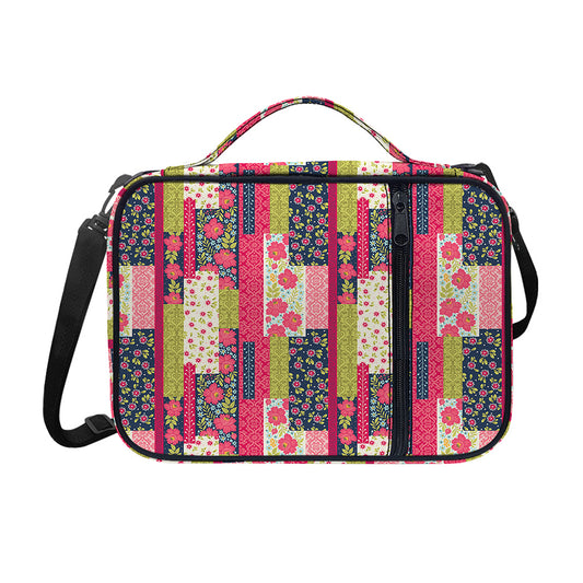 Pink Flower Patchwork Pattern Print Shoulder Strap Bible Bag