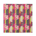 Pink Flower Patchwork Pattern Print Silk Bandana