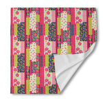 Pink Flower Patchwork Pattern Print Silk Bandana