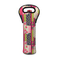 Pink Flower Patchwork Pattern Print Single Neoprene Wine Tote