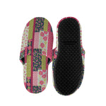 Pink Flower Patchwork Pattern Print Slippers