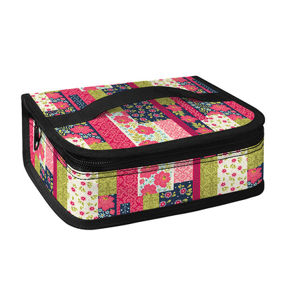 Pink Flower Patchwork Pattern Print Small Lunch Bag