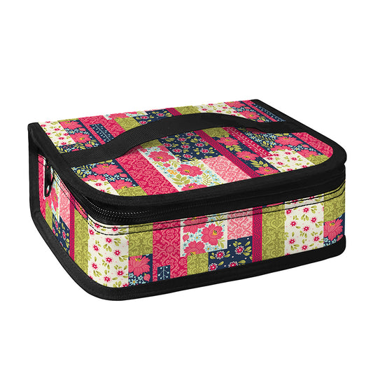 Pink Flower Patchwork Pattern Print Small Lunch Bag