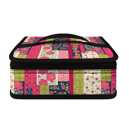 Pink Flower Patchwork Pattern Print Small Lunch Bag