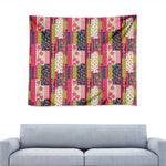 Pink Flower Patchwork Pattern Print Tapestry