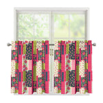 Pink Flower Patchwork Pattern Print Tier Curtains