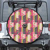 Pink Flower Patchwork Pattern Print Tire Cover With Camera Hole