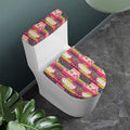 Pink Flower Patchwork Pattern Print Toilet Lid And Tank Cover Set