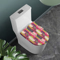 Pink Flower Patchwork Pattern Print Toilet Lid Cover