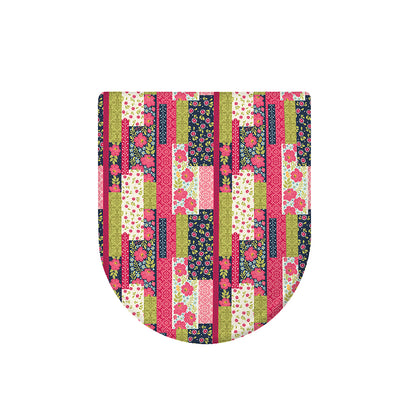 Pink Flower Patchwork Pattern Print Toilet Lid Cover