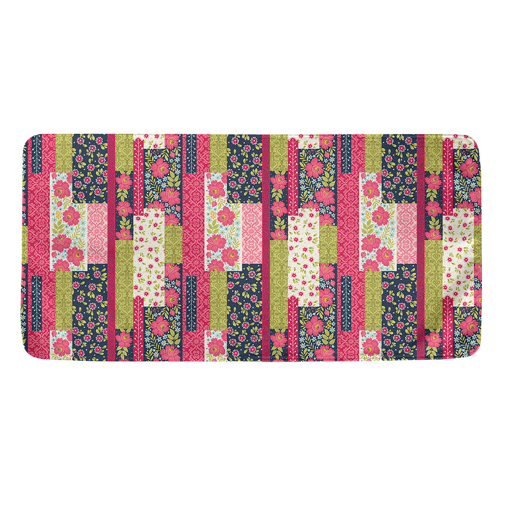 Pink Flower Patchwork Pattern Print Towel