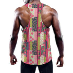 Pink Flower Patchwork Pattern Print Training Tank Top