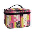 Pink Flower Patchwork Pattern Print Travel Makeup Bag