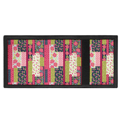 Pink Flower Patchwork Pattern Print Trifold Wallet