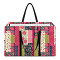 Pink Flower Patchwork Pattern Print Utility Tote Bag