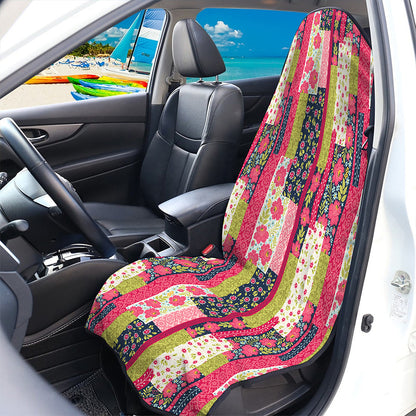 Pink Flower Patchwork Pattern Print Waterproof Car Seat Cover