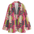 Pink Flower Patchwork Pattern Print Women's Blazer