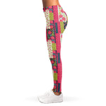Pink Flower Patchwork Pattern Print Women's Leggings