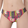 Pink Flower Patchwork Pattern Print Women's Panties