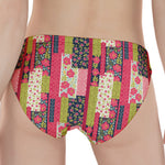 Pink Flower Patchwork Pattern Print Women's Panties