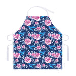 Pink Flowers And Hummingbird Print Adjustable Apron