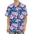 Pink Flowers And Hummingbird Print Aloha Shirt