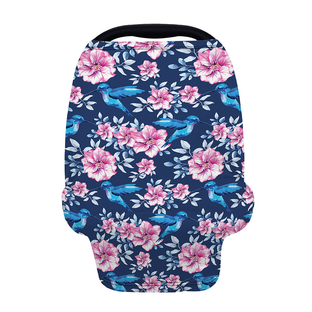 Pink Flowers And Hummingbird Print Baby Seat Cover