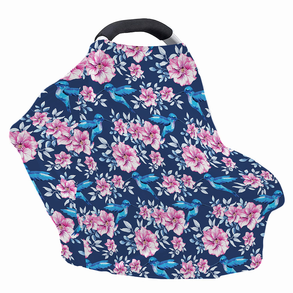 Pink Flowers And Hummingbird Print Baby Seat Cover