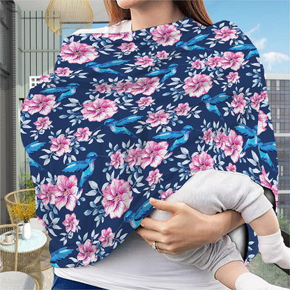 Pink Flowers And Hummingbird Print Baby Seat Cover