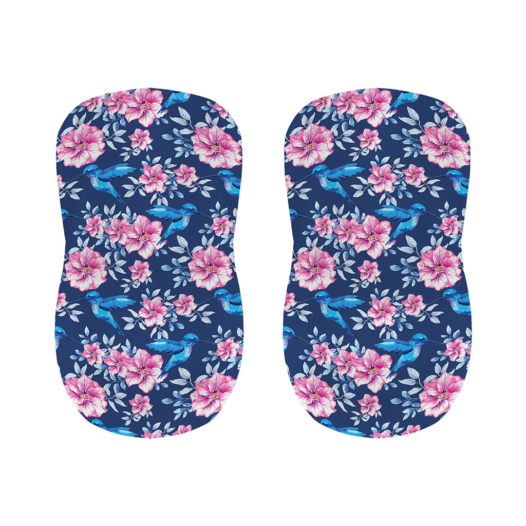 Pink Flowers And Hummingbird Print Bar Stool Covers