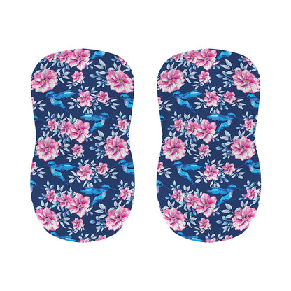Pink Flowers And Hummingbird Print Bar Stool Covers